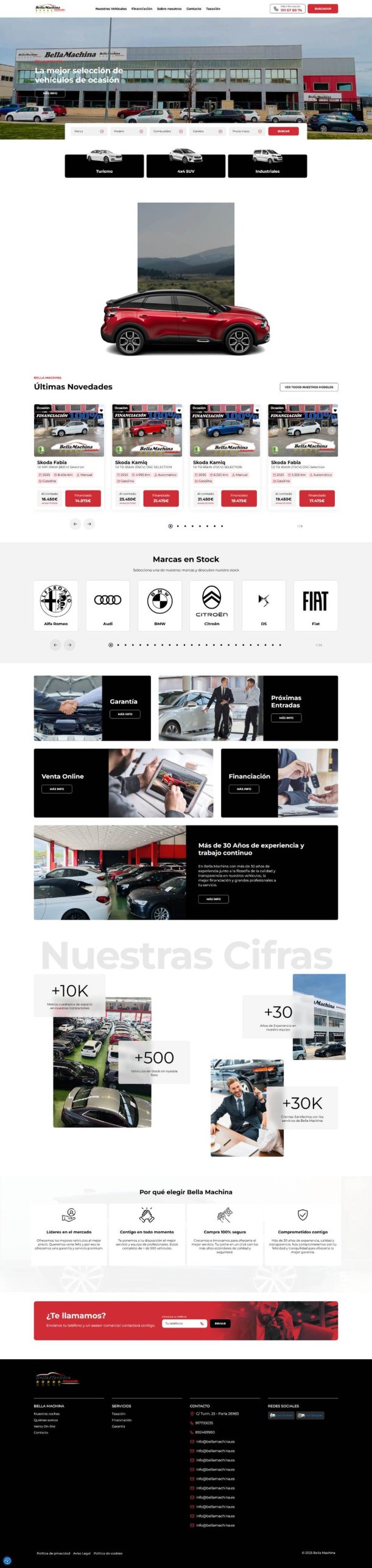Web de Bella Machina en escritorio