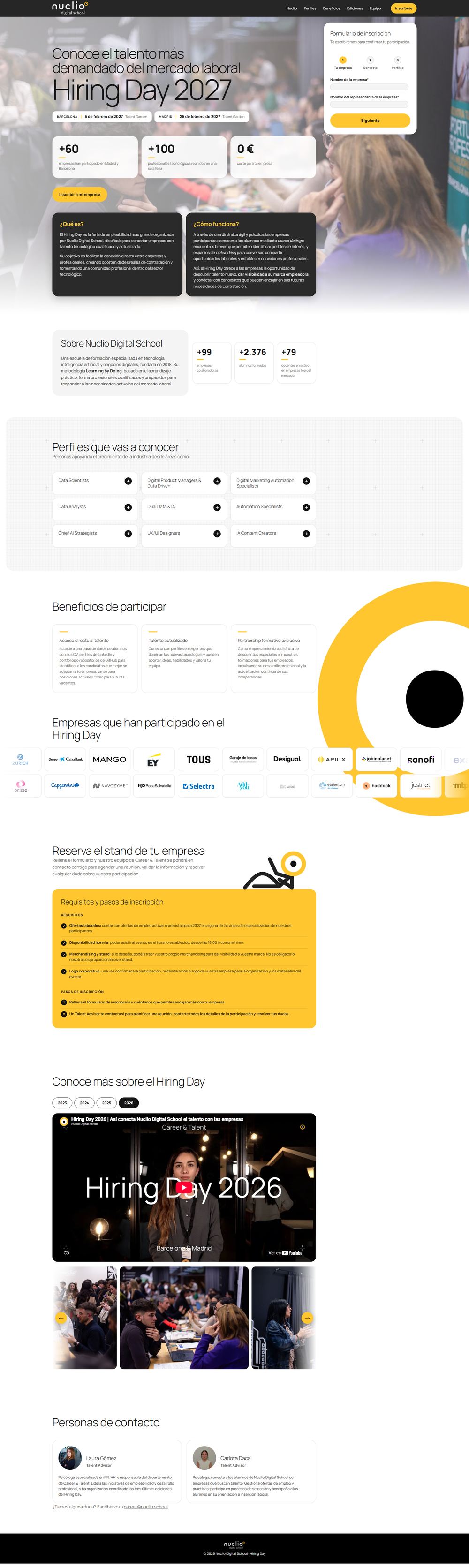 Web del Hiring Day en escritorio