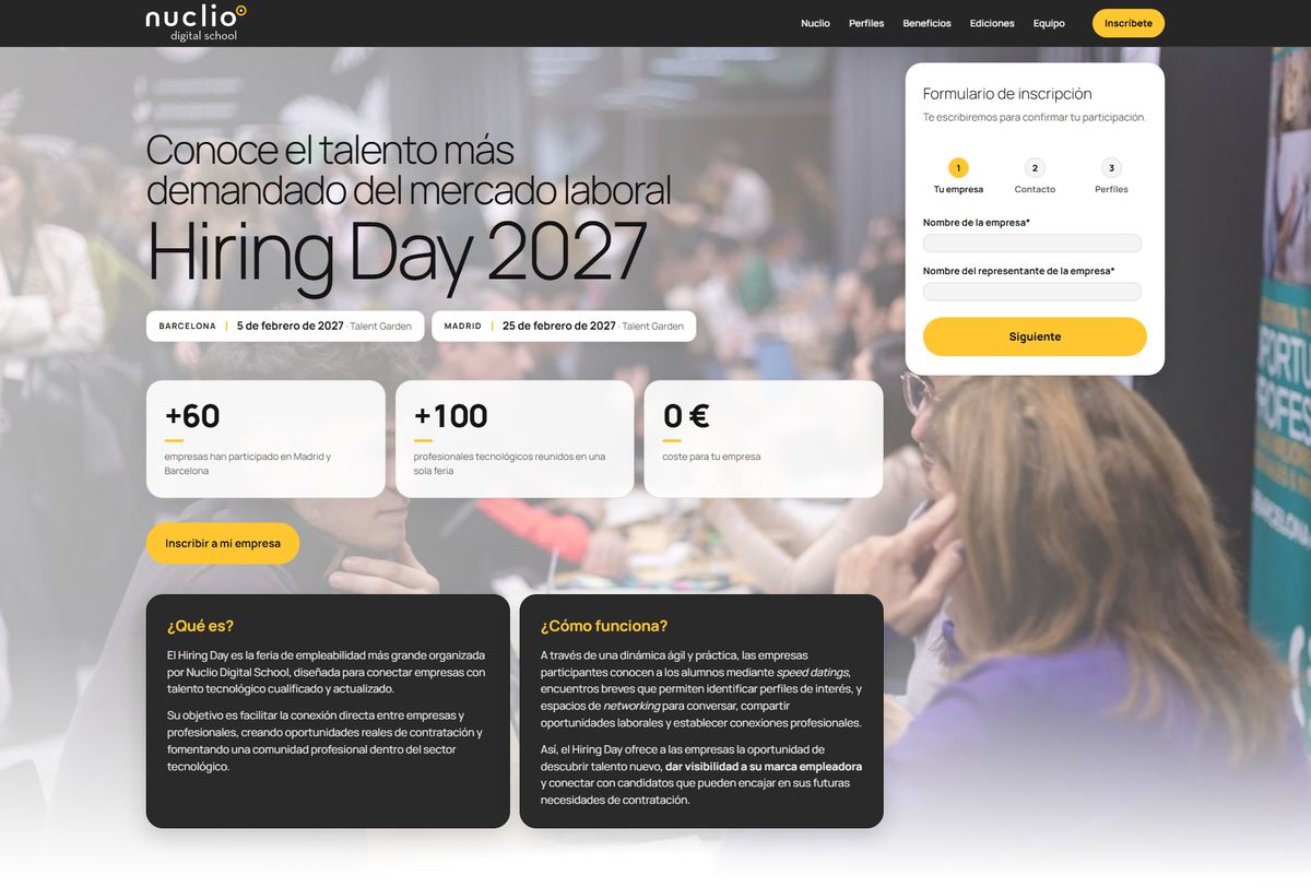 Web del Hiring Day de Nuclio Digital School