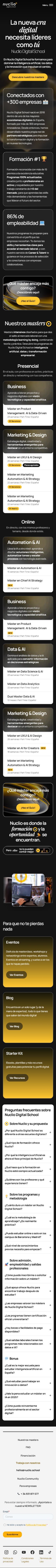 Web de Nuclio Digital School en móvil